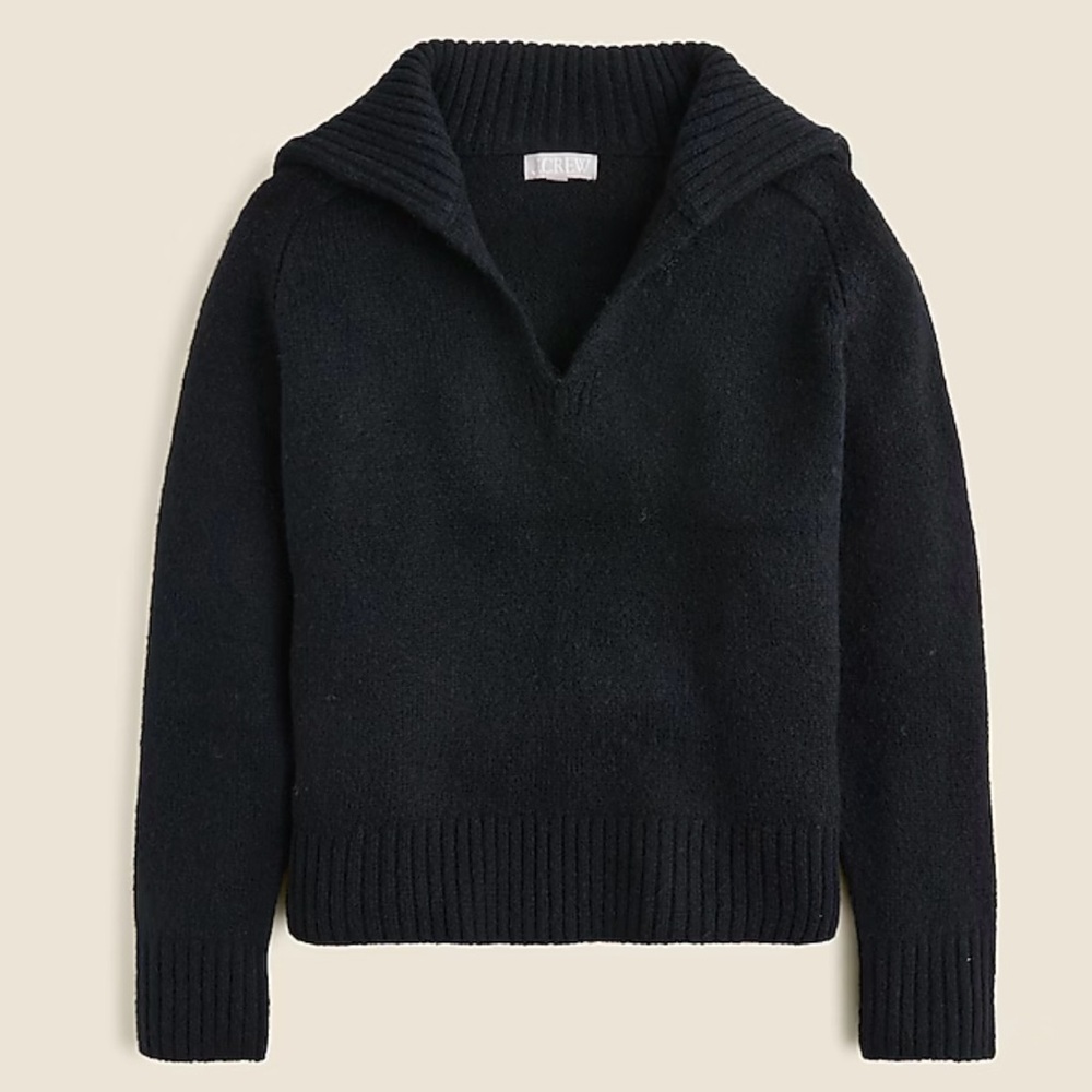 J.CREW SWEATER WITH RIBBED TRIM COLLAR NWT Size Medium Black